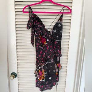 For Love And Lemons Black and Pink Floral Dress